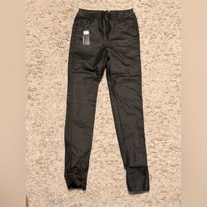 Black Leather Jogger Pants